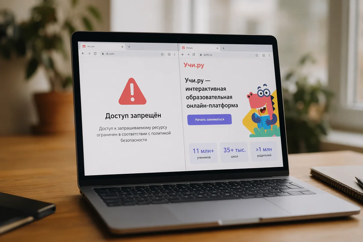 Как работает белый интернет шаг 5: проверка блокировки запрещённого сайта в браузере