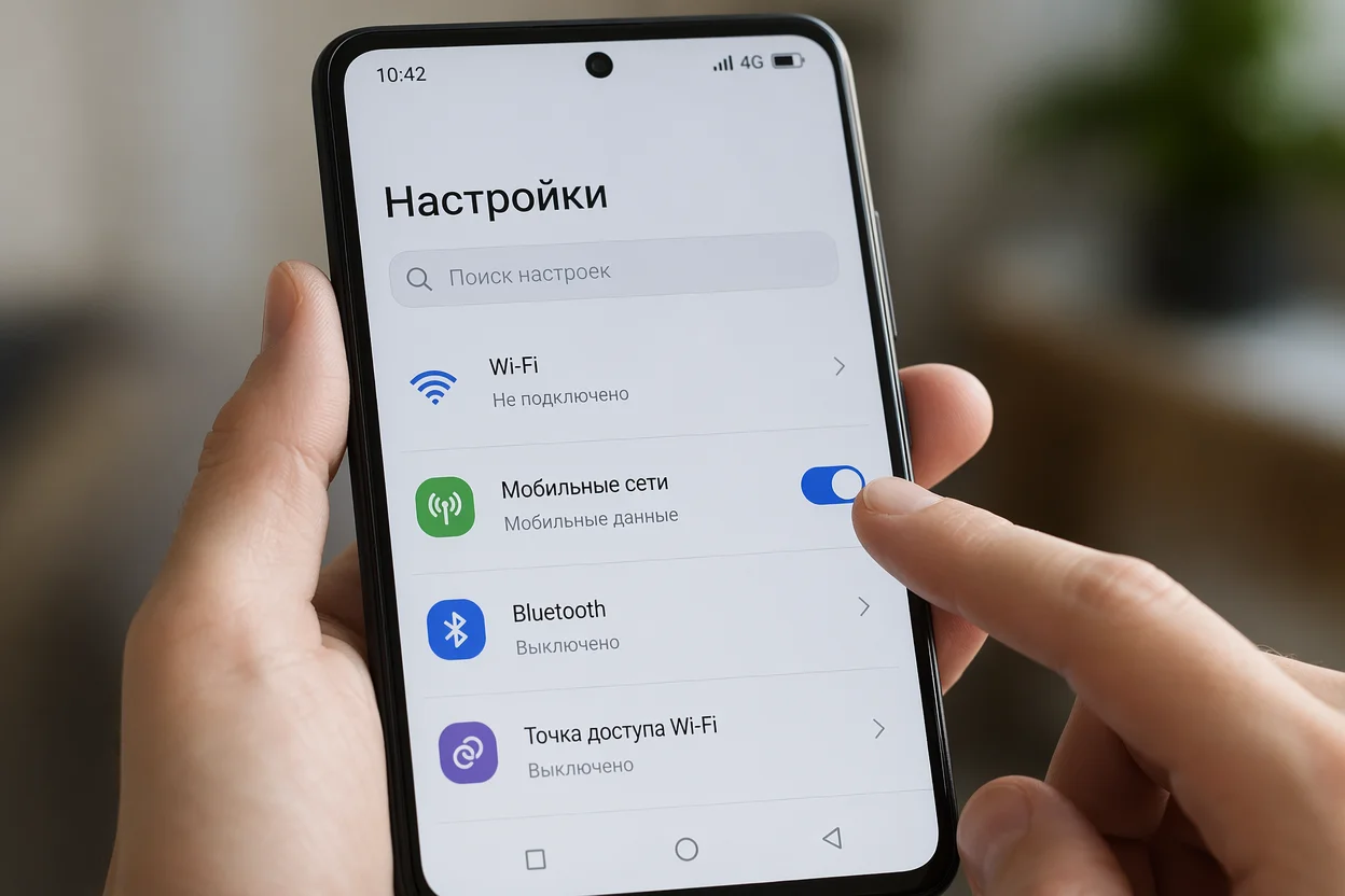 Мобильный интернет через телефон шаг 2: включение передачи данных на экране Android