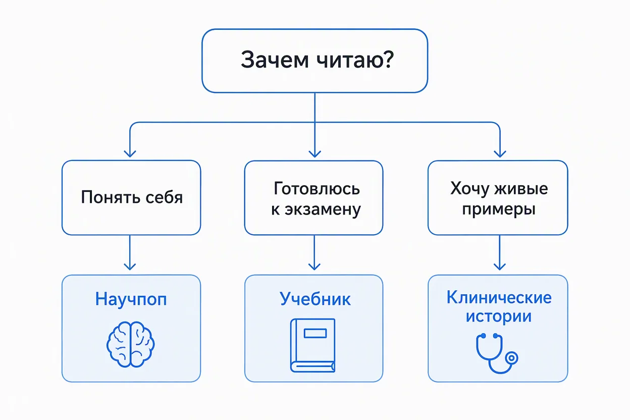 Как работает мозг: книга под задачу читателя — схема выбора по цели, времени и уровню подготовки