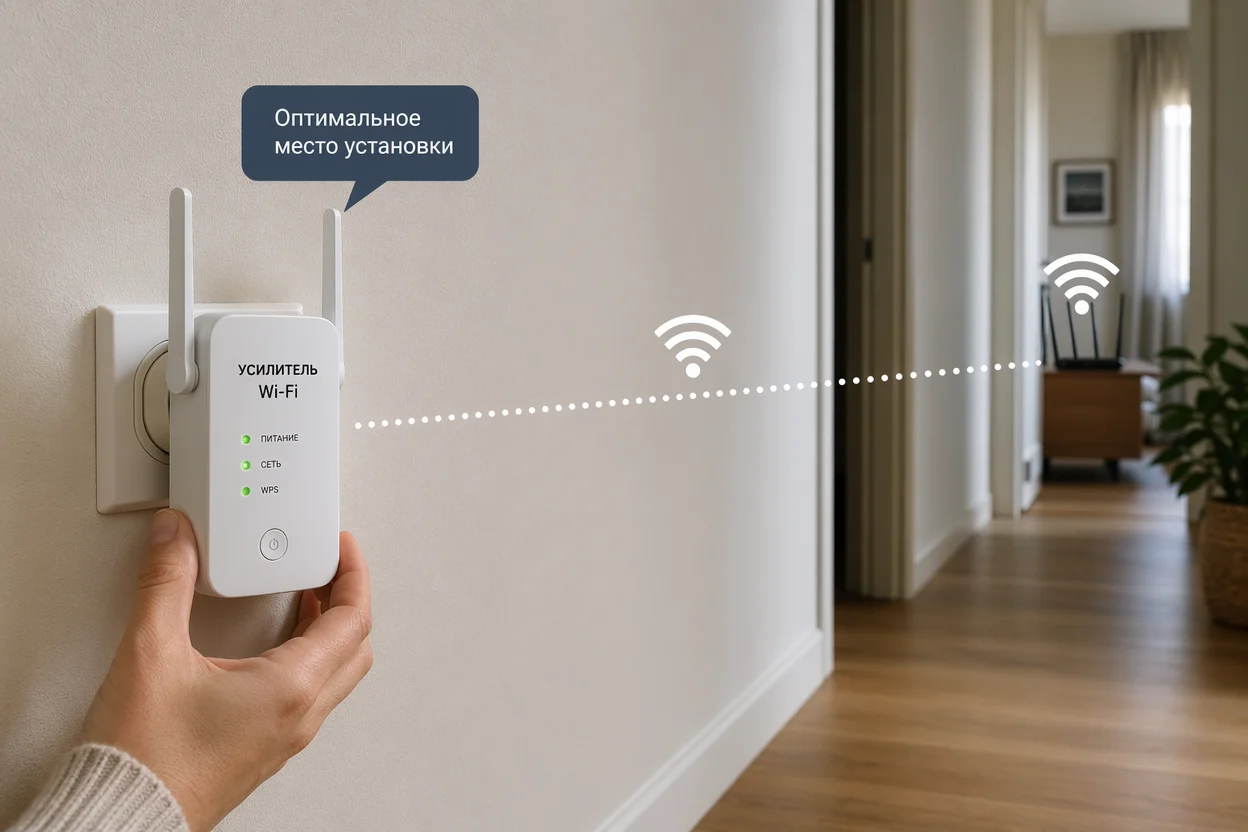 Усилитель Wi-Fi шаг 2: размещение репитера на полпути к роутеру