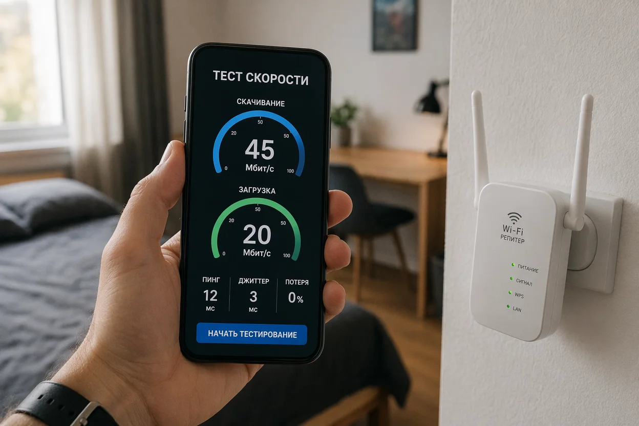 Усилитель Wi-Fi шаг 4: проверка скорости интернета через приложение Speedtest