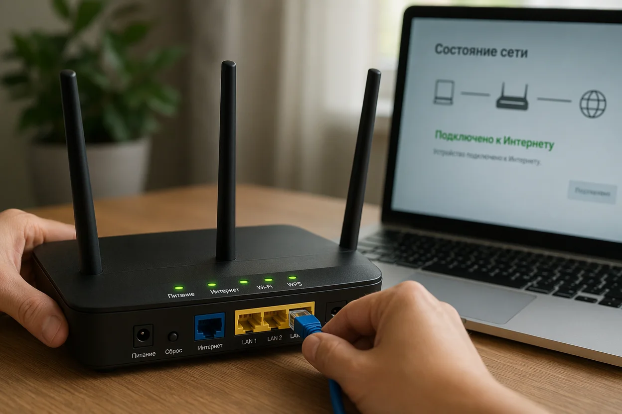 Как работают глушилки интернета шаг 3: подключение Ethernet-кабеля в роутер для обхода помех