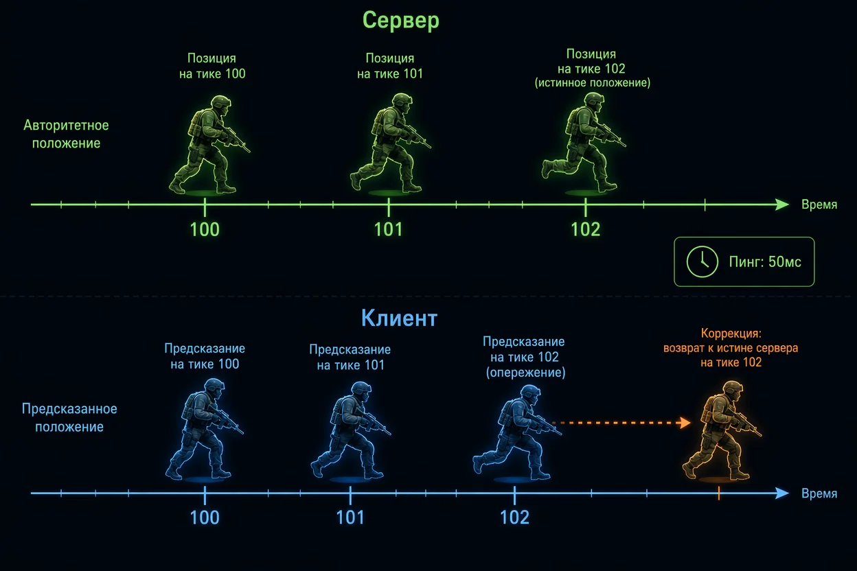 Как работают интернет игры шаг 5: компенсация задержки через предсказание движений на клиенте