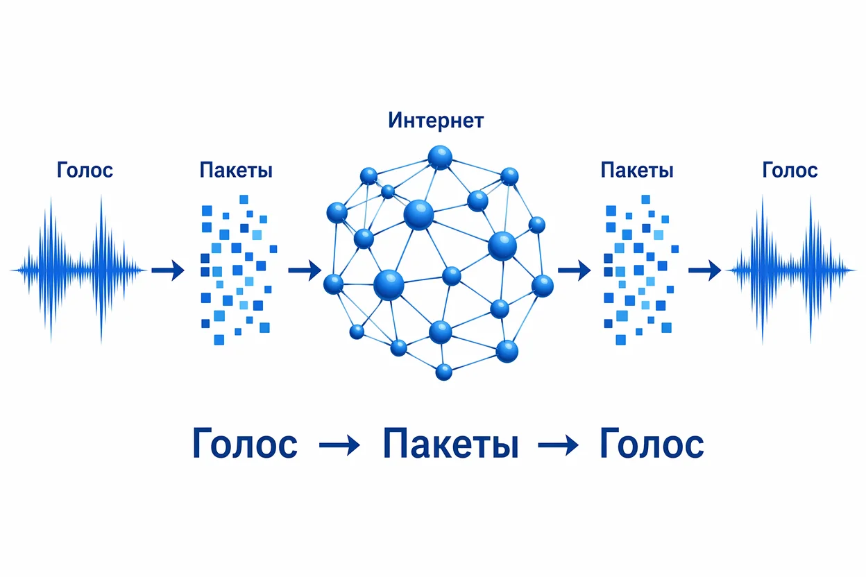 Как работают интернет звонки: схема преобразования голоса в цифровые пакеты через сеть