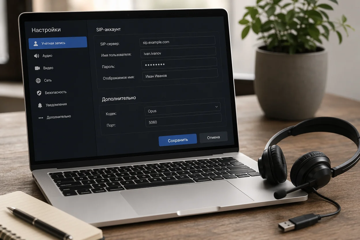 Как работают интернет звонки шаг 3: настройка SIP-аккаунта в приложении