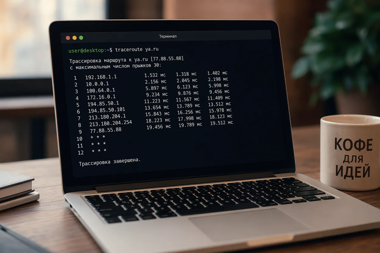 Ограничения интернета шаг 3: диагностика IP-блокировки через командную строку traceroute